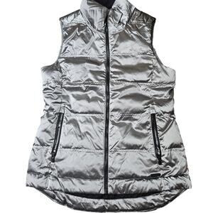Athleta silver puffer vest, women's size small